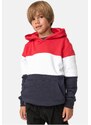 Urban Classics Kids Chlapecká 3-Tone Hoody fire red/white/navy