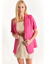 armonika Women's Fuchsia Short Sleeve Two-Button Oversized Jacket