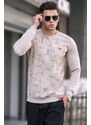 Madmext Beige Patterned Crewneck Knitwear Sweater 5968