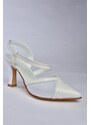 Fox Shoes P372733109 Women's White Mesh Detailed Heeled Shoes