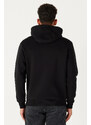 AC&Co / Altınyıldız Classics Men's Black Standard Fit Regular Cut Inner Fleece 3 Thread Hooded Cotton Sweatshirt