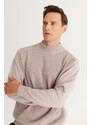 ALTINYILDIZ CLASSICS Men's Mink Standard Fit Normal Cut Half Turtleneck Cotton Knitwear Sweater.