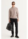 ALTINYILDIZ CLASSICS Men's Mink Standard Fit Normal Cut Half Turtleneck Cotton Knitwear Sweater.