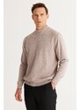 ALTINYILDIZ CLASSICS Men's Mink Standard Fit Normal Cut Half Turtleneck Cotton Knitwear Sweater.