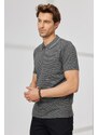 ALTINYILDIZ CLASSICS Men's Anthracite Slim Fit Slim Fit Polo Neck Jacquard T-Shirt.