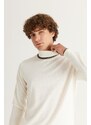 ALTINYILDIZ CLASSICS Men's Ecru Standard Fit Regular Cut Full Turtleneck Knitwear Sweater.