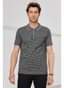 ALTINYILDIZ CLASSICS Men's Anthracite Slim Fit Slim Fit Polo Neck Jacquard T-Shirt.