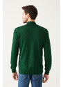 Avva Men's Green Wool Blended Half Zipper High Neck Regular Fit Cardigan