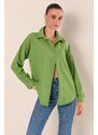 Bigdart 20153 Single Pocket Oversize Linen Shirt - E.green