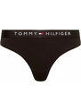 Dámská tanga LOGO WAISTBAND THONG UW0UW04146BDS černá - Tommy Hilfiger