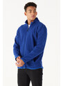 AC&Co / Altınyıldız Classics Men's Saxe Blue Anti-pilling Anti-Pilling Standard Fit High Bato Collar Sweatshirt Fleece Jacket