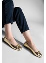 Marjin Women's Daily Flats Metallic Round Toe Ballerina Flats Adusa Golden Snake