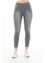 BİKELİFE Gray Nail Detail Plus Size High Waist Lycra Denim Trousers.