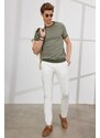 AC&Co / Altınyıldız Classics Men's Khaki-beige Standard Fit Regular Cut Crew Neck 100% Cotton Striped Knitwear T-Shirt