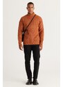AC&Co / Altınyıldız Classics Men's Cinnamon Oversize Loose Cut Full Turtleneck Patterned Shawl Soft Textured Knitwear Sweater