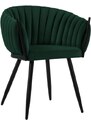 Lahvově zelená sametová jídelní židle MICADONI Levin