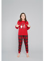 Italian Fashion Santa pyžamo pro dívky, dlouhý rukáv, dlouhé kalhoty - červená/potisk