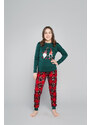 Italian Fashion Santa pyžamo pro dívky, dlouhý rukáv, dlouhé nohavice - zelená/potisk