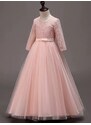 Dívčí růžové společenské dlouhé šaty Ever Pretty A2053