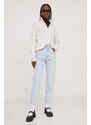 Mikina Tommy Jeans dámská, béžová barva, s aplikací