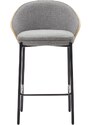 Šedá látková barová židle Kave Home Eamy s dřevěným opěradlem 65 cm
