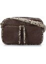 Dámská kabelka s lemem z ekologické kůže s texturou ještěrky Wittchen, hnědo-béžová, ekologická kůže
