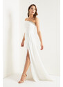 Lafaba Women's White One-Shoulder Stone Long Evening Dress