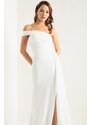 Lafaba Women's White One-Shoulder Stone Long Evening Dress