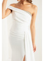 Lafaba Women's White One-Shoulder Stone Long Evening Dress