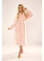 Women's bathrobe De Lafense 548 Melanie S-2XL long women's salmon-polka dots 185