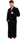 Bathrobe De Lafense 712 Men's long velour M-2XL navy blue 042