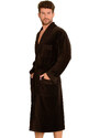 Bathrobe De Lafense 712 Men's long velour M-2XL navy blue 042