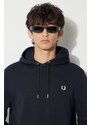 Bavlněná mikina Fred Perry pánská, tmavomodrá barva, s kapucí, s aplikací, M2643.248