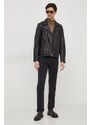 Kožená bunda Pepe Jeans Valen pánská, černá barva, přechodná
