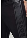 Bavlněné kalhoty BOSS černá barva, s potiskem