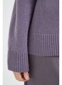 Vlněný svetr Samsoe Samsoe KEIKS dámský, fialová barva, hřejivý, s pologolfem, F23400132