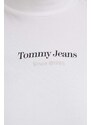 Tričko s dlouhým rukávem Tommy Jeans bílá barva, s pologolfem