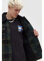 Vlněná bunda Superdry zelená barva, přechodná