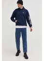 Mikina Tommy Jeans pánská, tmavomodrá barva, s kapucí, s aplikací