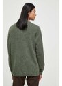 Vlněný svetr Levi's pánský, zelená barva, lehký