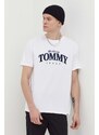 Bavlněné tričko Tommy Jeans bílá barva, s potiskem