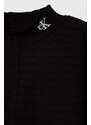 Dětské tričko s dlouhým rukávem Calvin Klein Jeans černá barva, s pologolfem