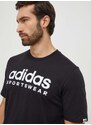 Bavlněné tričko adidas černá barva, s potiskem, IW8833