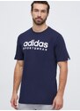 Bavlněné tričko adidas tmavomodrá barva, s potiskem, IW8834