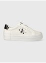 Sneakers boty Calvin Klein Jeans BOLD VULC FLATF LOW LACE LTH ML bílá barva, YW0YW01294