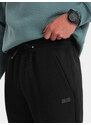 Ombre Clothing Pánské tepláky s látkovými vložkami - černé V1 OM-PASK-0127