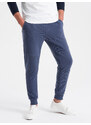 Ombre Men's sweatpants with ottoman fabric inserts - dark blue