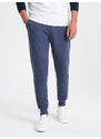 Ombre Men's sweatpants with ottoman fabric inserts - dark blue