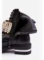 Kesi Zateplené dámské kotníkové boty zdobené černými Venizi