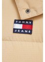 Péřová bunda Tommy Jeans dámská, béžová barva, zimní
